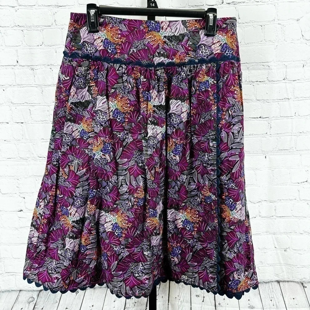 Kika Vargas X Target Coral Reef Scallop Edge Midi Skirt Size 8